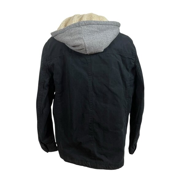 AMERICAN EAGLE Men’s LT Black Canvas Full Zip Hooded Quilted Jacket - Picture 4 of 11